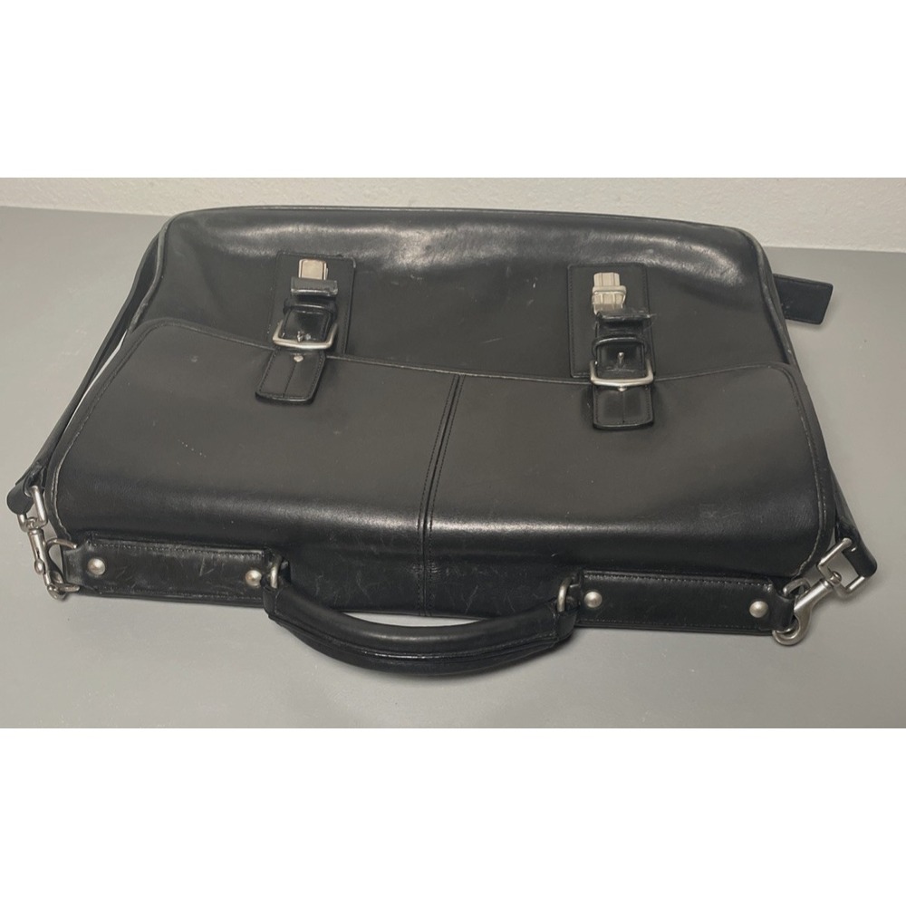 Vintage COACH F06455 Thompson Black Leather Briefcase Laptop Messenger Bag - Picture 6 of 16